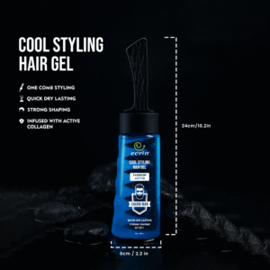 ECRIN Cool Styling Hair Gel with Active Collagen | Strong Hold, No Flakes, Nourishing Formula for All Hair Types, Daily Use Gel with Refreshing Cool Effect (280ml) - Image 3