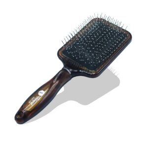 01 PCs - Paddle Hair Brush with Scalp Massager ? Wooden-Style Handle, Nylon Pin Detangling Brush with Cushion Pad for Wet & Dry Hair - Image 3