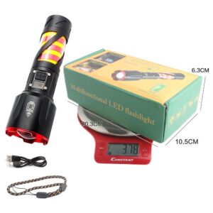Long Range LED Rechargeable Flashlight ? 26650 Battery, Power Bank Function, Battery Level Display, Zoom - Image 3