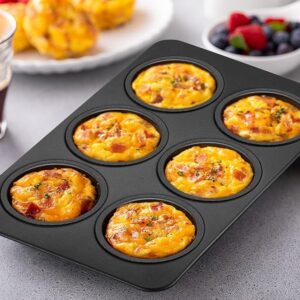 6-Cup Muffin Pan ? Non-Stick Carbon Steel Cupcake Baking Tray | Heavy Duty Standard Bakeware for Muffins, Cakes, Mini Pies & More - Image 1