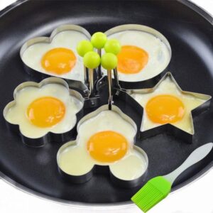 4PCs Stainless Steel Egg Ring Mold Set ? Fun Shaped Fried Egg & Pancake Moulds (Star, Heart, Flower, Circle) for Creative Cooking - Image 5