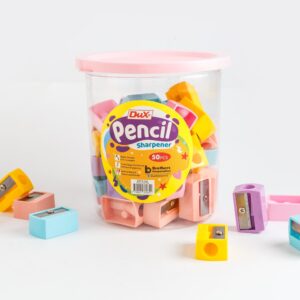 Pack of 50 DUX Plastic Pencil Sharpeners with 8mm Blade, Durable Multicolor Design & Built-in Transparent Shavings Jar ? Ideal for School, Office, Art, and Home Use (Multicolor) - Image 5