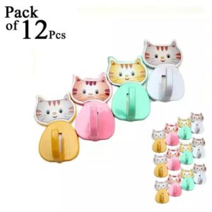 12 Pcs Cat Kitty Wall Hooks ? Metallic Wall Hooks for Keys, Kitchen, Bathroom, and Home Organization (Random Colors) - Image 4