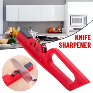 Professional Knife Sharpener with 8-Wheel Blades & Sanding Stone | Durable Plastic Grip, Coarse & Fine Sharpening Slots for Kitchen Knives | Compact & Reliable Knife Filer for Quick Sharpening & Polishing (Random Color) - Image 3