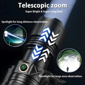 Ruilang P90 High Power Rechargeable LED Flashlight ? Ultra Bright Torch with Zoom, Multiple Modes & Type-C Fast Charging - Image 4