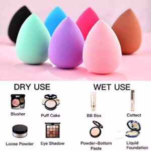 Beauty Blender Sponge & Powder Puff Set ? Multicolor Makeup Applicators for Face Powder, Cream Blush & Concealer (Pack of 6) (Random Colors) - Image 3