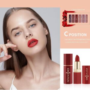 6 Pcs High Pigmented Lipstick Set ? Cream Formula, Matte Texture, Shades of Red & Pink, Long Lasting - Image 2