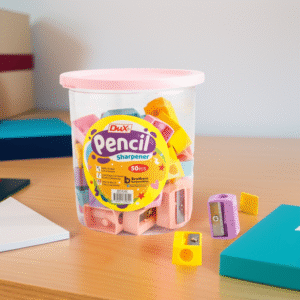 Pack of 50 DUX Plastic Pencil Sharpeners with 8mm Blade, Durable Multicolor Design & Built-in Transparent Shavings Jar ? Ideal for School, Office, Art, and Home Use (Multicolor) - Image 4