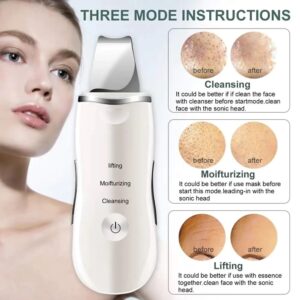 Rechargeable Ultrasonic Skin Scrubber ? Deep Cleansing Facial Spatula & Blackhead Remover with Vibration & Peeling Modes - Image 3