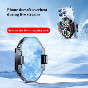 FS06 Semiconductor Cooling Mobile Phone Cooler Radiator Dual Fans Digital Display for Live Streaming with Universal Wheel - Image 4