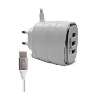 Vizo V16-Type-C ? 4A Smart Fast Charger (3 USB Ports + Built-in Type-C Cable) | Best Quality Type-C Charger For Android - Mobile Phone Charger - Android Charger - Image 3