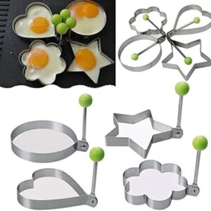 Pack Of 4 New Mould Style Fried Egg Pancake Shaper | Egg Shaper Kitchen Tools Star, Heart, Round, Flower Shaped Stainless Steel - Image 5