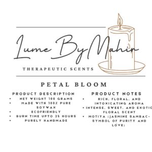 Petal Bloom Candle | Where Every Flame Blooms Like a Midnight Garden ? Handmade Jasmine Sambac Soy Wax Candle - 100 gram - Image 2