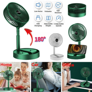 Portable Rechargeable Telescopic Folding Fan | USB Foldable | Table Desk Fan | Telescopic Design Floor | 3 Speeds Rechargeable, Foldable, Adjustable height Fan(random color ) - Image 3