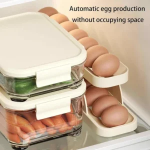 Egg Organizer Automatic Scrolling Egg Rack, Double Layer Egg Storage Tray ( Random Colors ) - Image 4