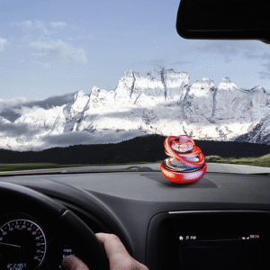 Solar Car Air Freshener Rotating Double-Ring For Car Dashboard, Aesthetic Car Decor | Best Quality ( Random Color ) - Image 3