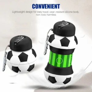 Collapsible Kid's Water Bottle with Basketball Design ? Leak-Proof, BPA-Free, Food Grade Silicone(random color) - Image 2