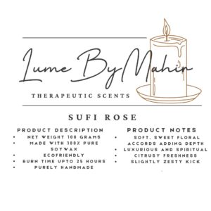 Sufi Rose Candle - A Divine Bloom of Spirituality and Love ? Handmade Floral & Citrusy Soy Wax Candle - 100 gram - Image 2