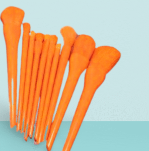 10 Pcs Professional Makeup Brush Set ? Face, Eyes & Lips | Concealer, Blush, Eyeshadow, Highlighter | Orange & Green Colors - Image 2