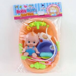 Baby Bath Series: Adorable Doll with Bathtub & Accessories Play Set - Random Color - Image 1